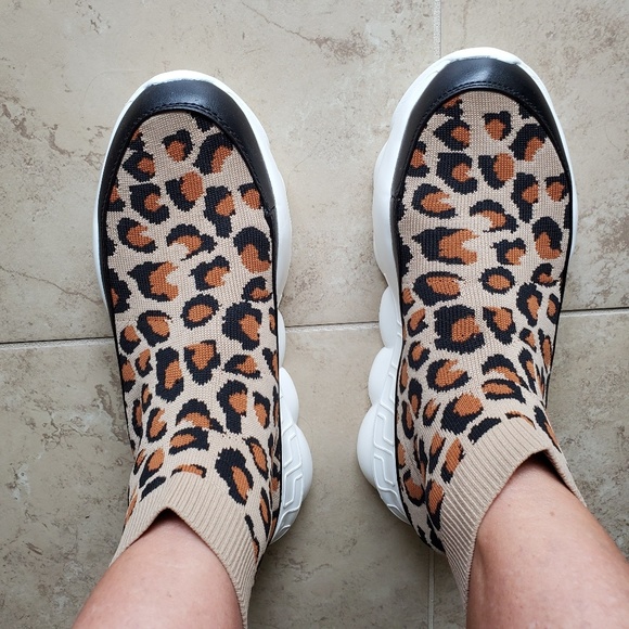 New! Slay Leopard Sock Platform Sneakers - Picture 7 of 7